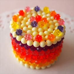 3D Case of rainbow cake